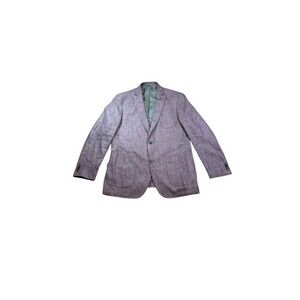 Q by Flynt Blazer Mens Size 44L Bateman Linen Silk Wool 2 Button Jacket Purple